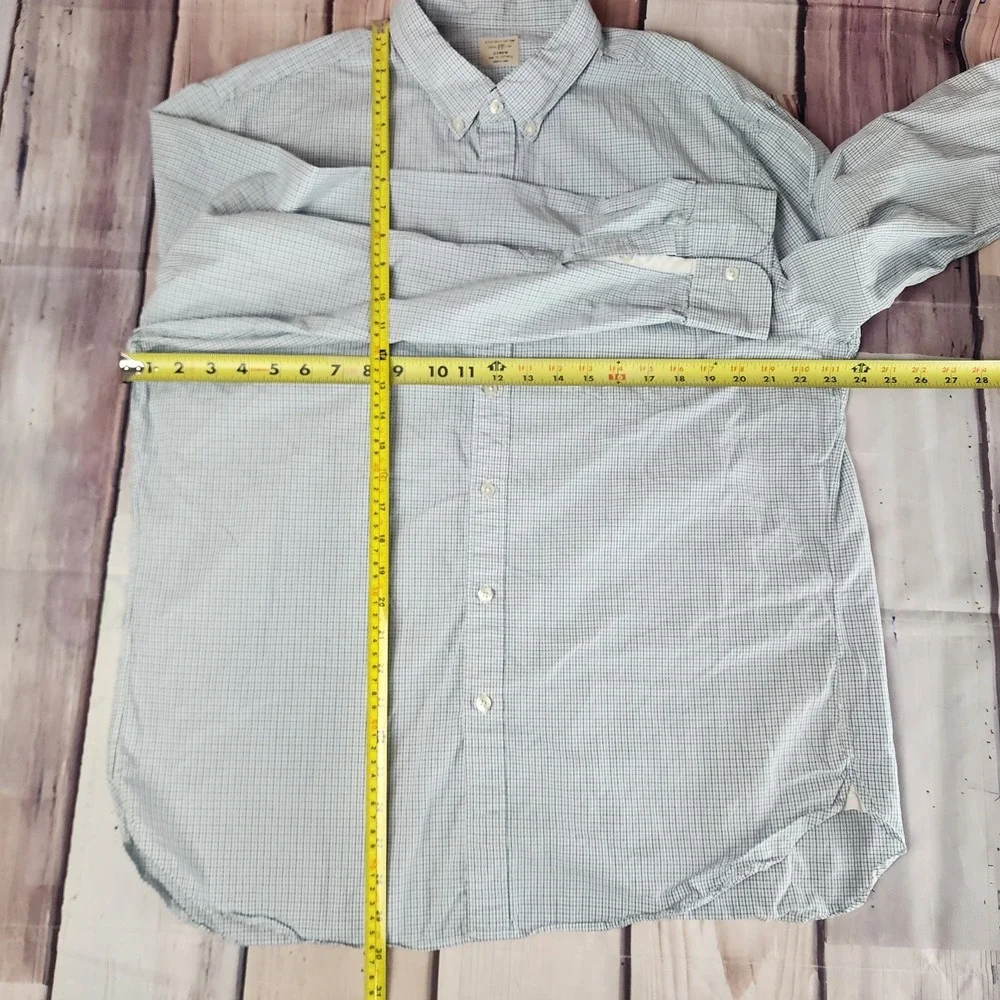 J CREW Shirt Mens XL 17-17.5 2-Ply‎ Cotton Button Down L/S Purple Green Check